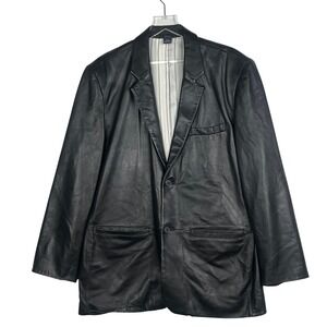 Daniel Cremieux Mens Black Genuine Lambskin Leather Blazer Jacket L